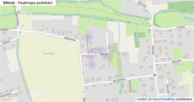 Větrná - mapa podnikání