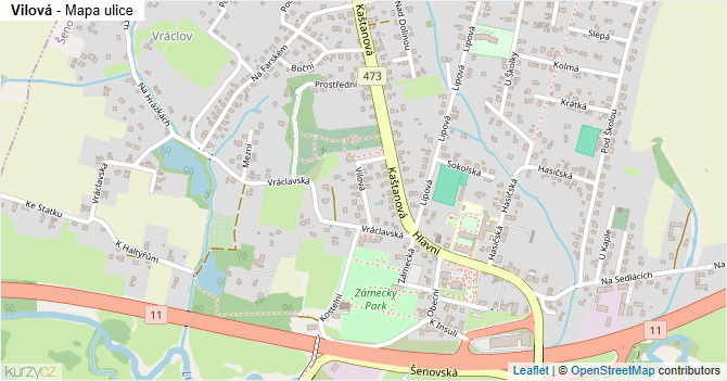 Vilová - mapa ulice