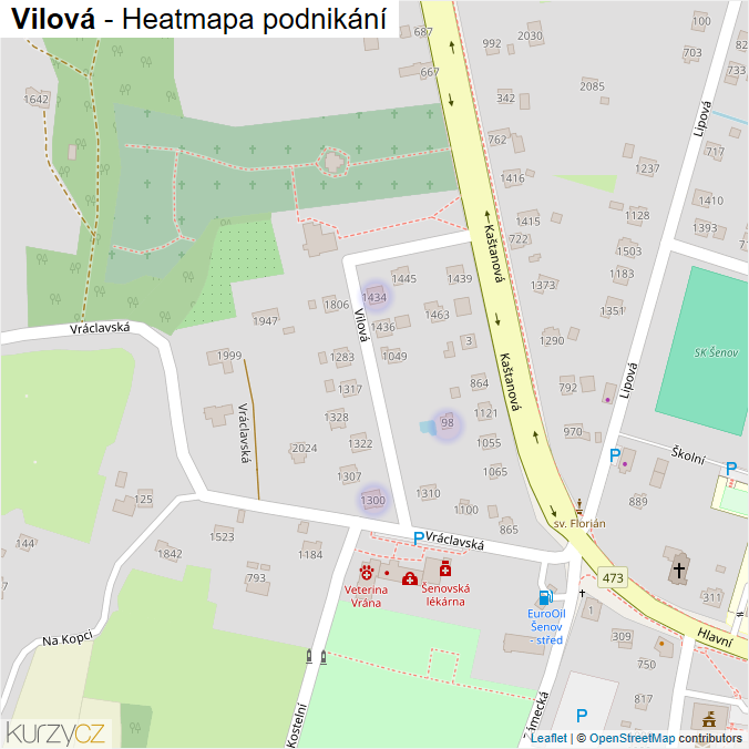 Mapa Vilová - Firmy v ulici.