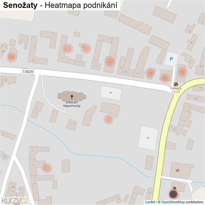 Mapa Senožaty - Firmy v obci.