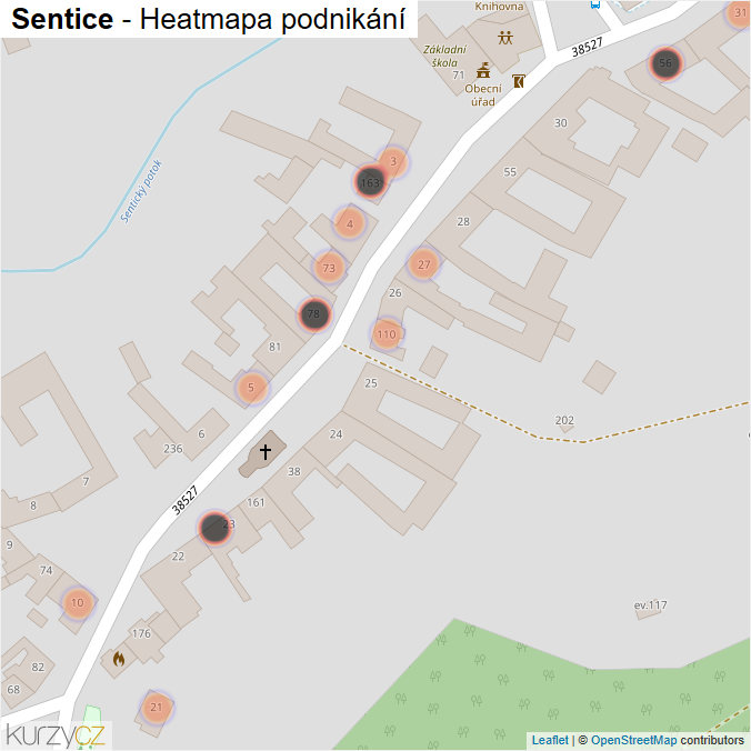 Mapa Sentice - Firmy v obci.