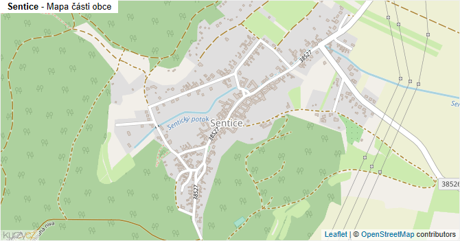 Sentice - mapa části obce