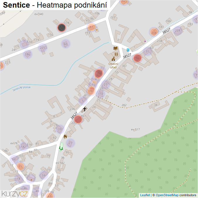 Mapa Sentice - Firmy v části obce.