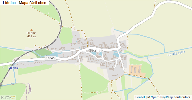 Líšnice - mapa části obce