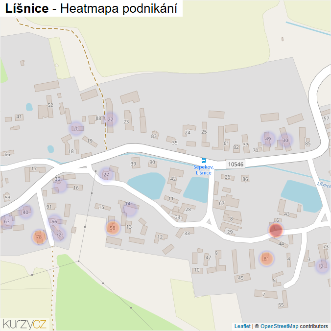 Mapa Líšnice - Firmy v části obce.