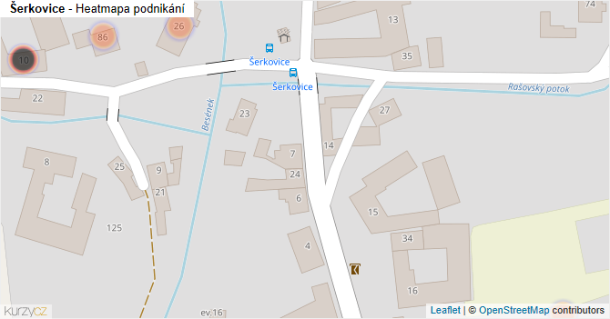 Šerkovice - mapa podnikání