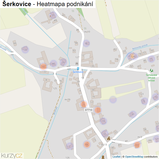 Mapa Šerkovice - Firmy v části obce.