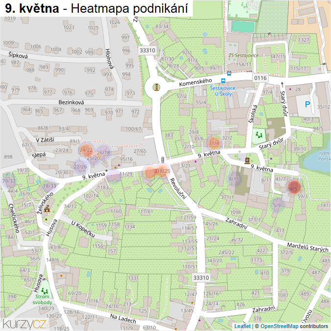 Mapa 9. května - Firmy v ulici.