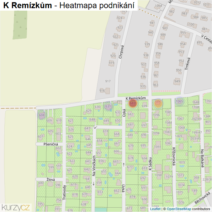 Mapa K Remízkům - Firmy v ulici.