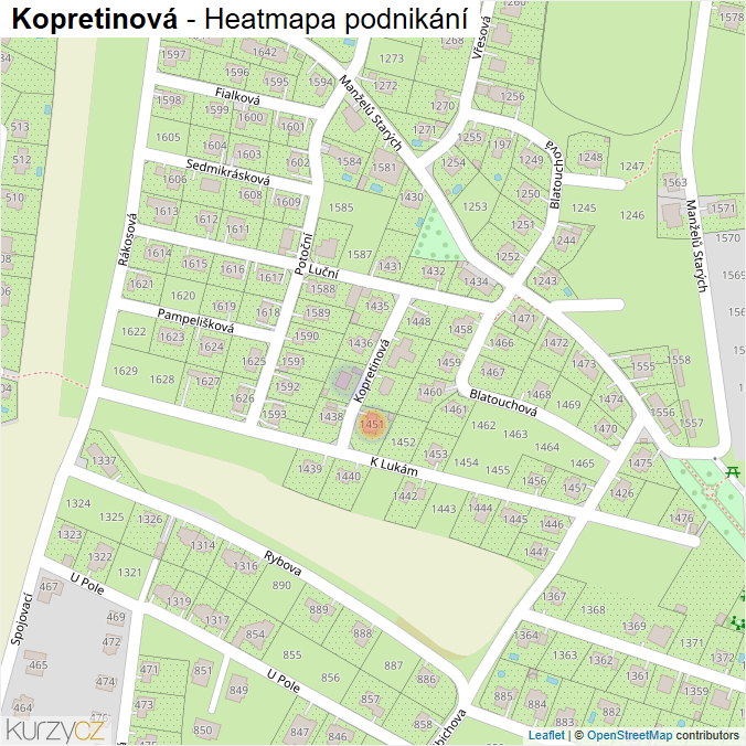 Mapa Kopretinová - Firmy v ulici.