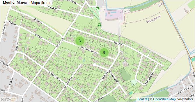 Myslivečkova - mapa firem