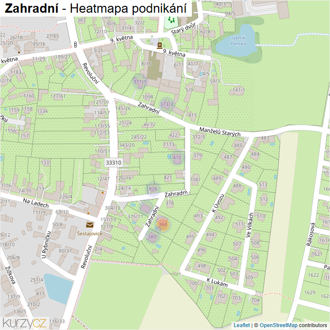 Mapa Zahradní - Firmy v ulici.