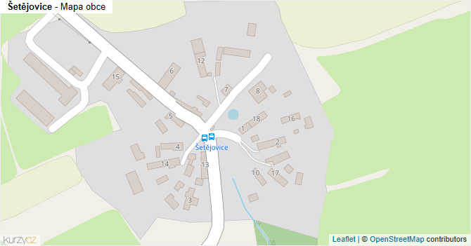 Šetějovice - mapa obce