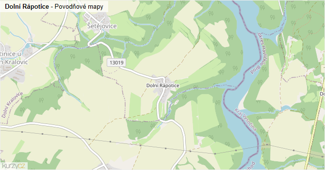 Dolní Rápotice - záplavové mapy stoleté vody
