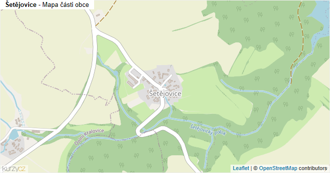 Šetějovice - mapa části obce