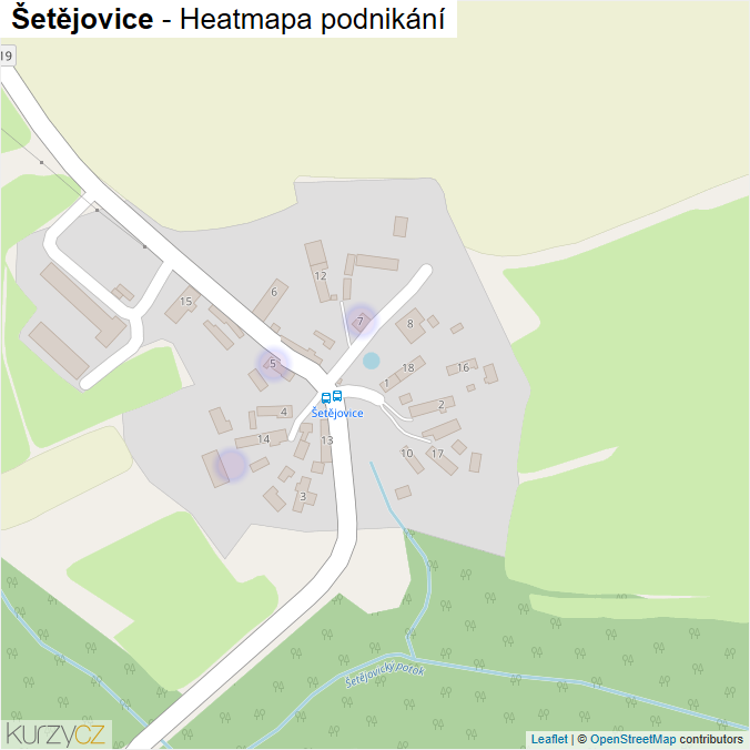 Mapa Šetějovice - Firmy v části obce.