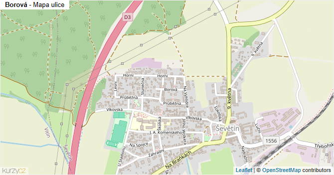 Borová - mapa ulice