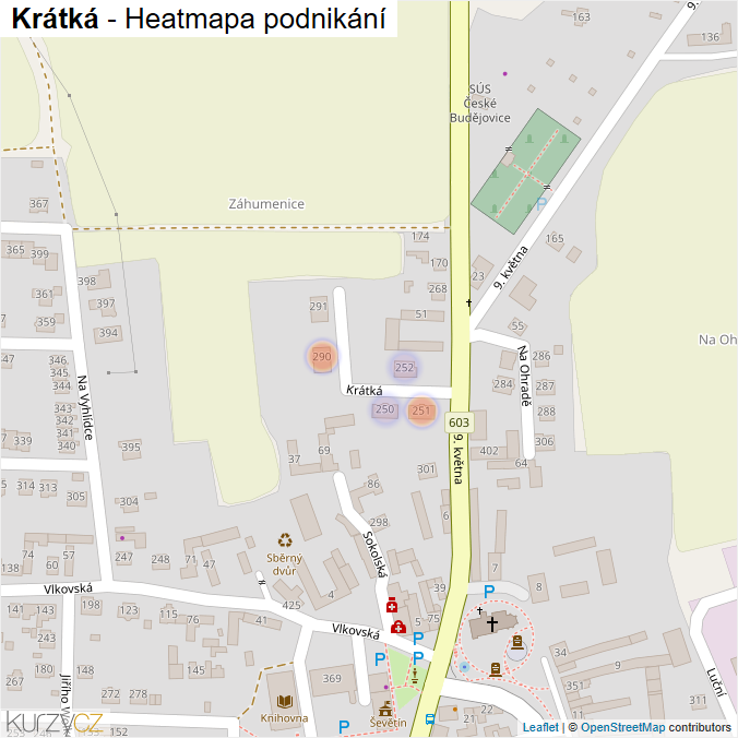 Mapa Krátká - Firmy v ulici.