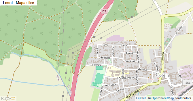 Lesní - mapa ulice