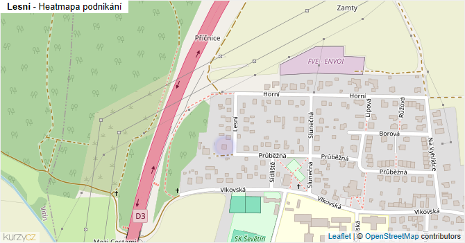 Lesní - mapa podnikání