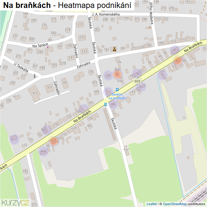 Mapa Na braňkách - Firmy v ulici.