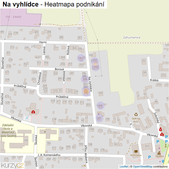 Mapa Na vyhlídce - Firmy v ulici.