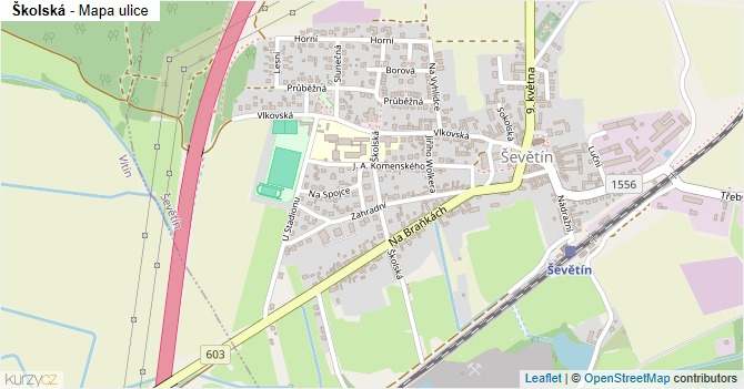 Školská - mapa ulice