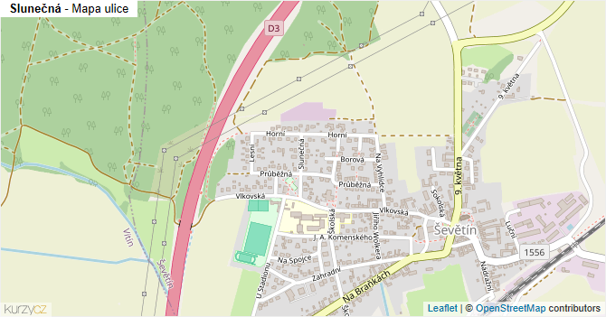 Slunečná - mapa ulice