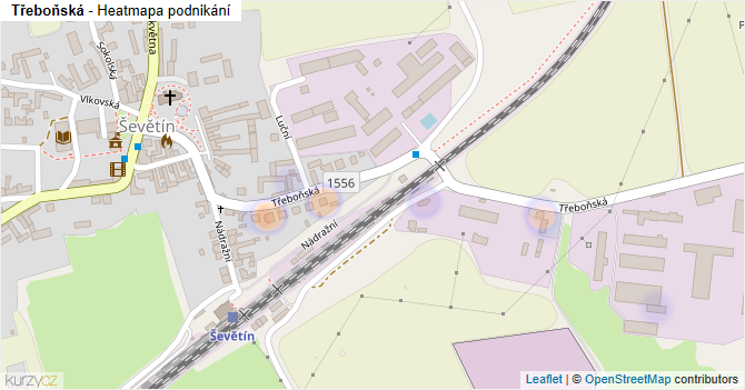Třeboňská - mapa podnikání