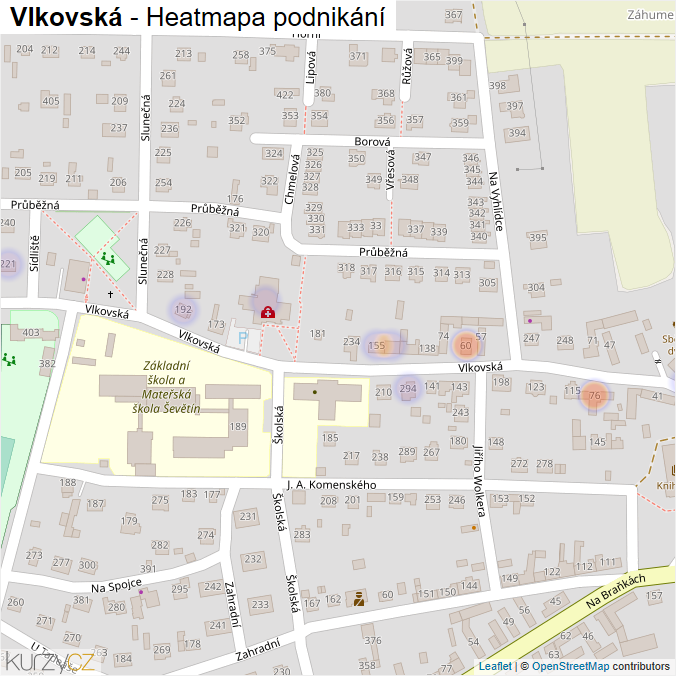 Mapa Vlkovská - Firmy v ulici.