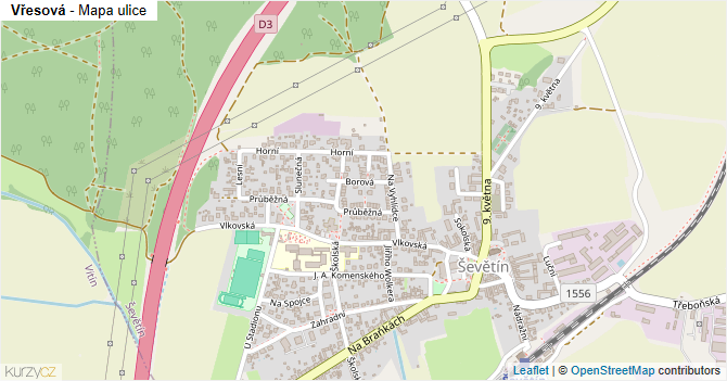 Vřesová - mapa ulice