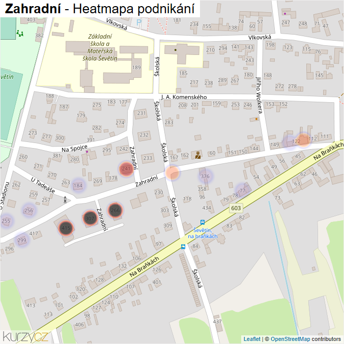 Mapa Zahradní - Firmy v ulici.