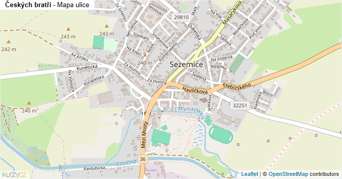 Českých bratří - mapa ulice