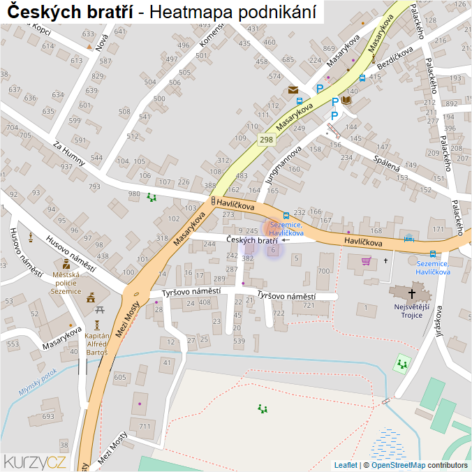 Mapa Českých bratří - Firmy v ulici.
