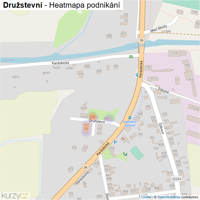 Mapa Družstevní - Firmy v ulici.