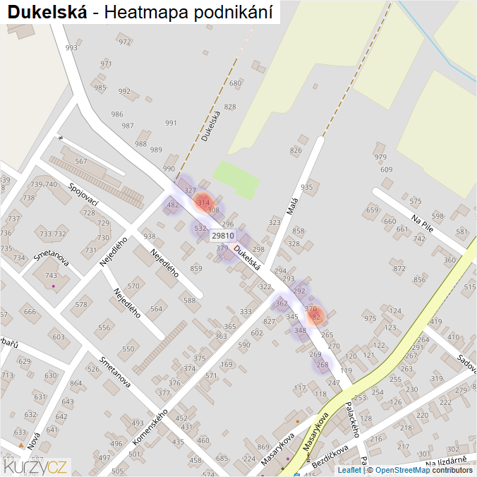 Mapa Dukelská - Firmy v ulici.