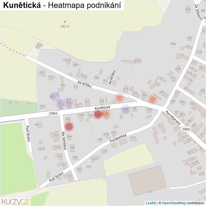 Mapa Kunětická - Firmy v ulici.