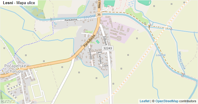 Lesní - mapa ulice