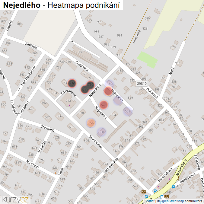 Mapa Nejedlého - Firmy v ulici.