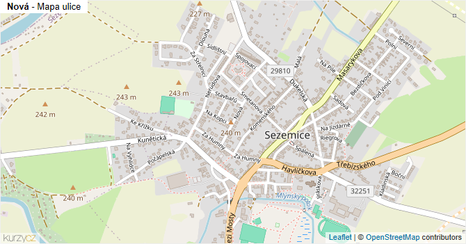 Nová - mapa ulice