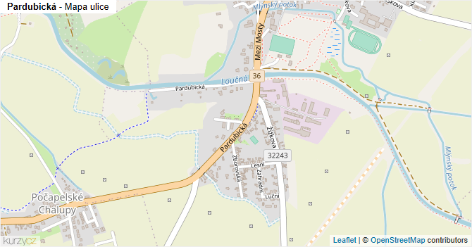 Pardubická - mapa ulice