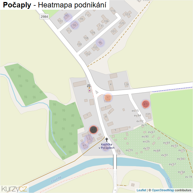 Mapa Počaply - Firmy v části obce.