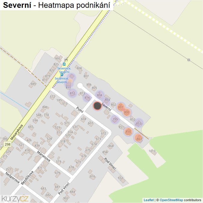 Mapa Severní - Firmy v ulici.