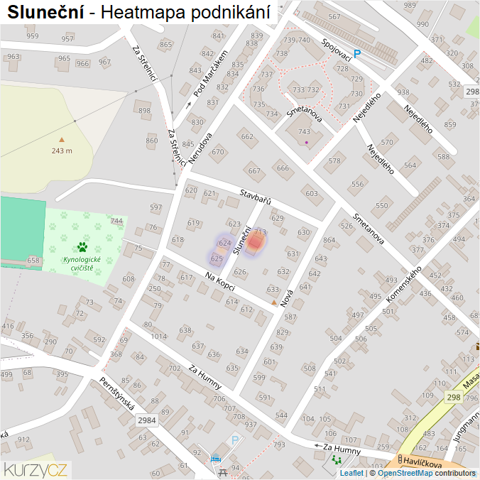 Mapa Sluneční - Firmy v ulici.