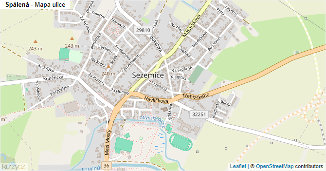 Spálená - mapa ulice