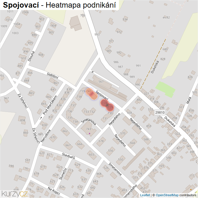 Mapa Spojovací - Firmy v ulici.