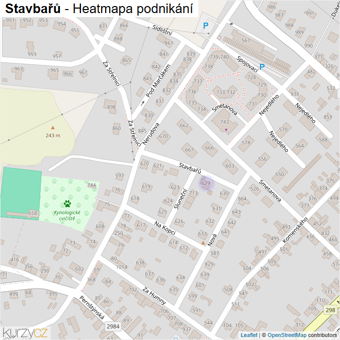 Mapa Stavbařů - Firmy v ulici.