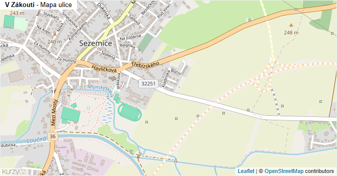 V Zákoutí - mapa ulice