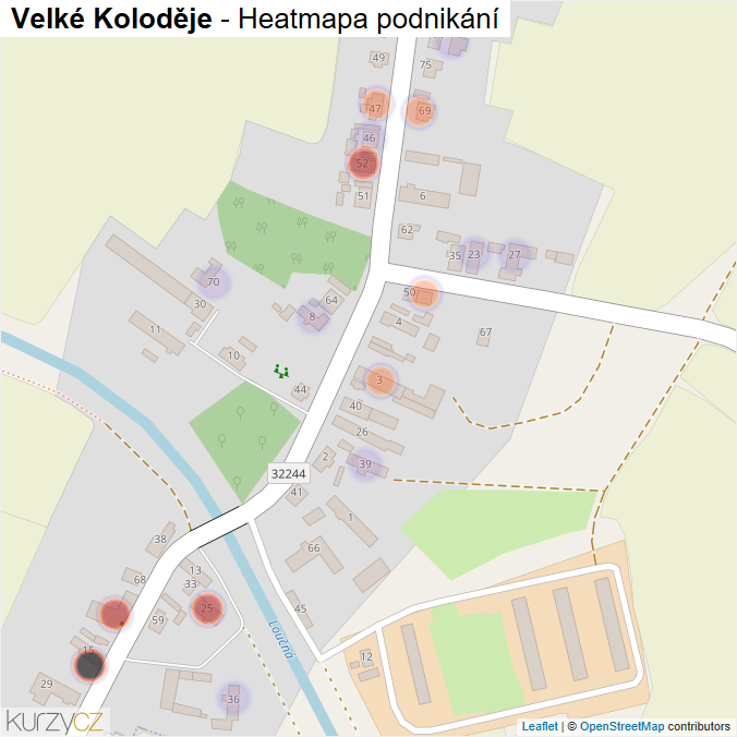 Mapa Velké Koloděje - Firmy v části obce.