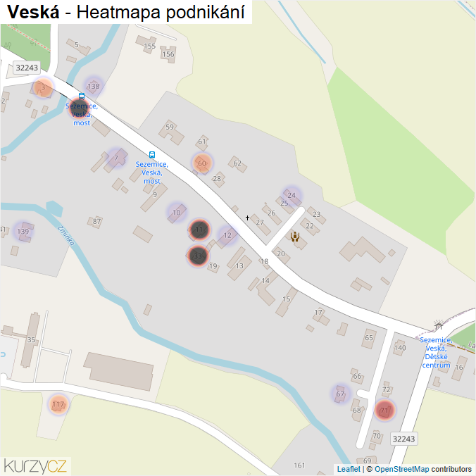 Mapa Veská - Firmy v části obce.